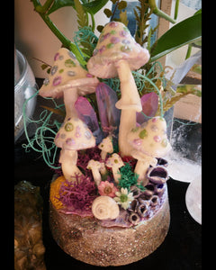 Mushrooms polymer clay for decor of terrarium, fairy garden